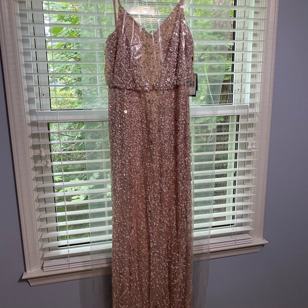 Adrianna Papell Sequin Maxi Dress in Gold